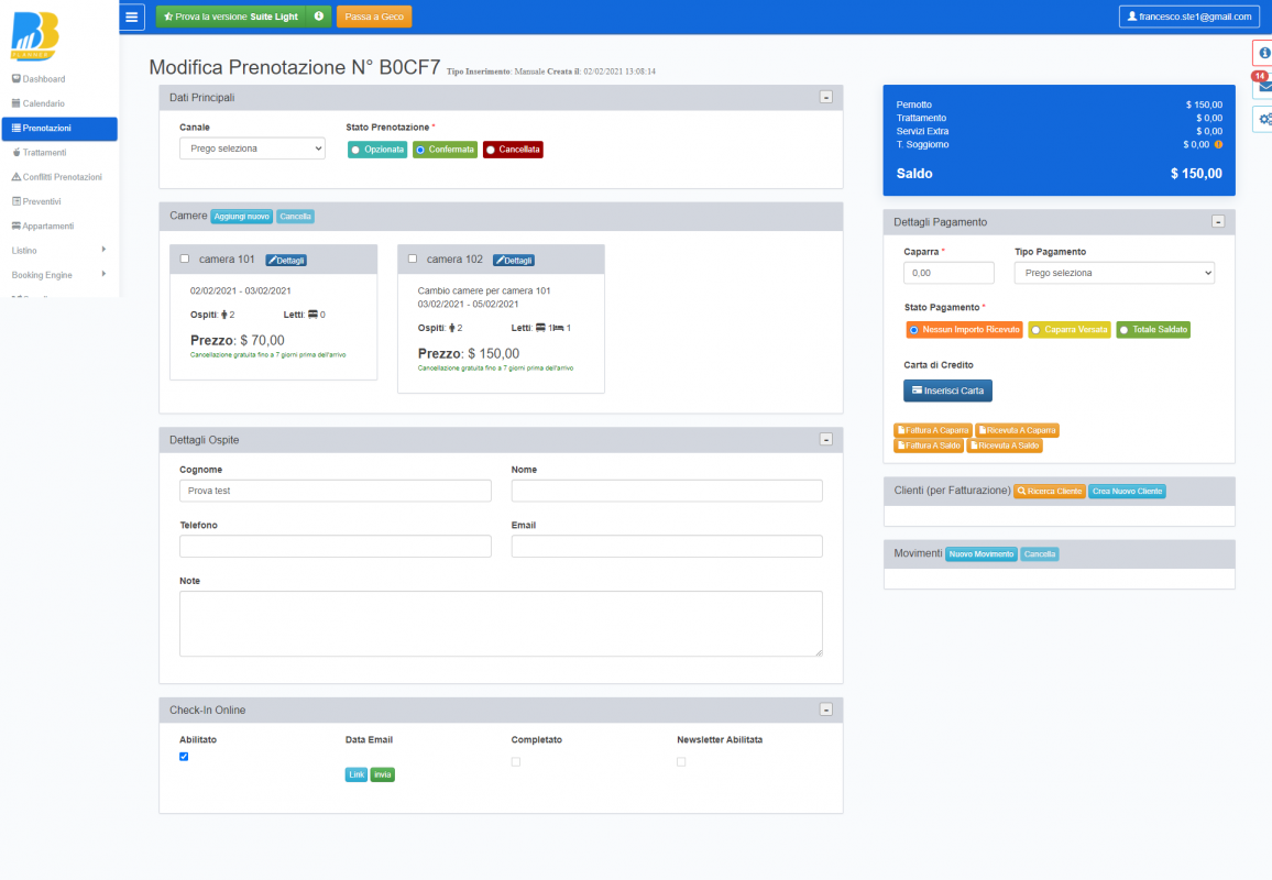 BBPlanner – Gestionale Web B&B Calendario