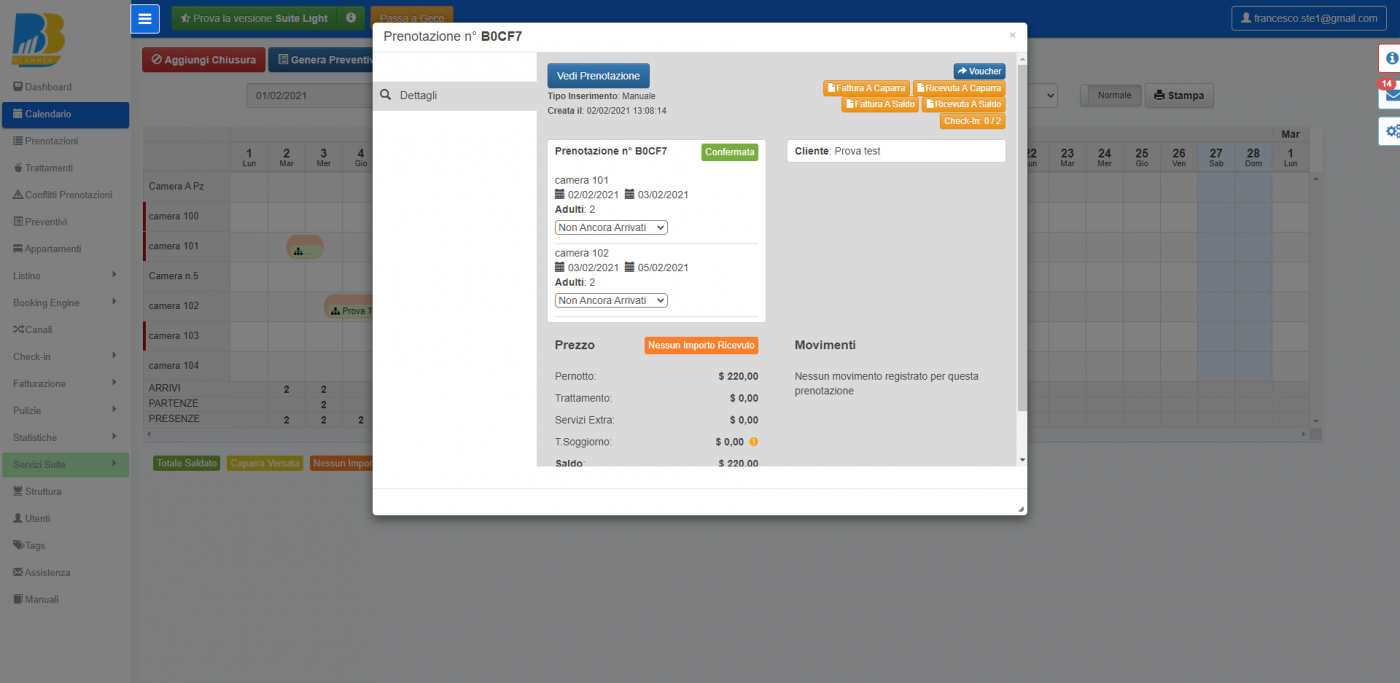 BBPlanner – Gestionale Web B&B Calendario