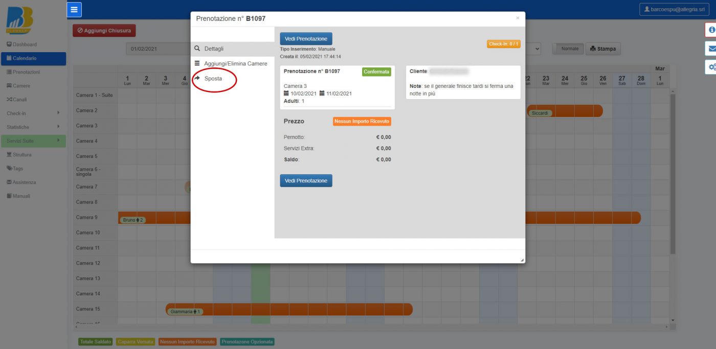 BBPlanner – Gestionale Web B&B Calendario