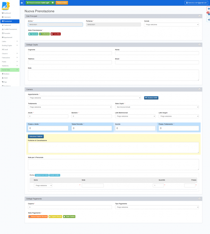 BBPlanner – Gestionale Web B&B Calendario
