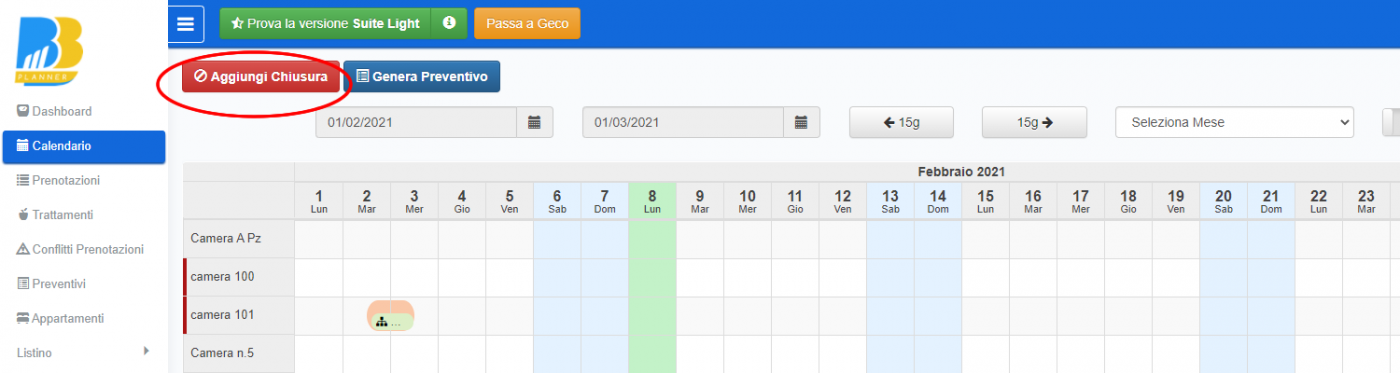 BBPlanner – Gestionale Web B&B Calendario