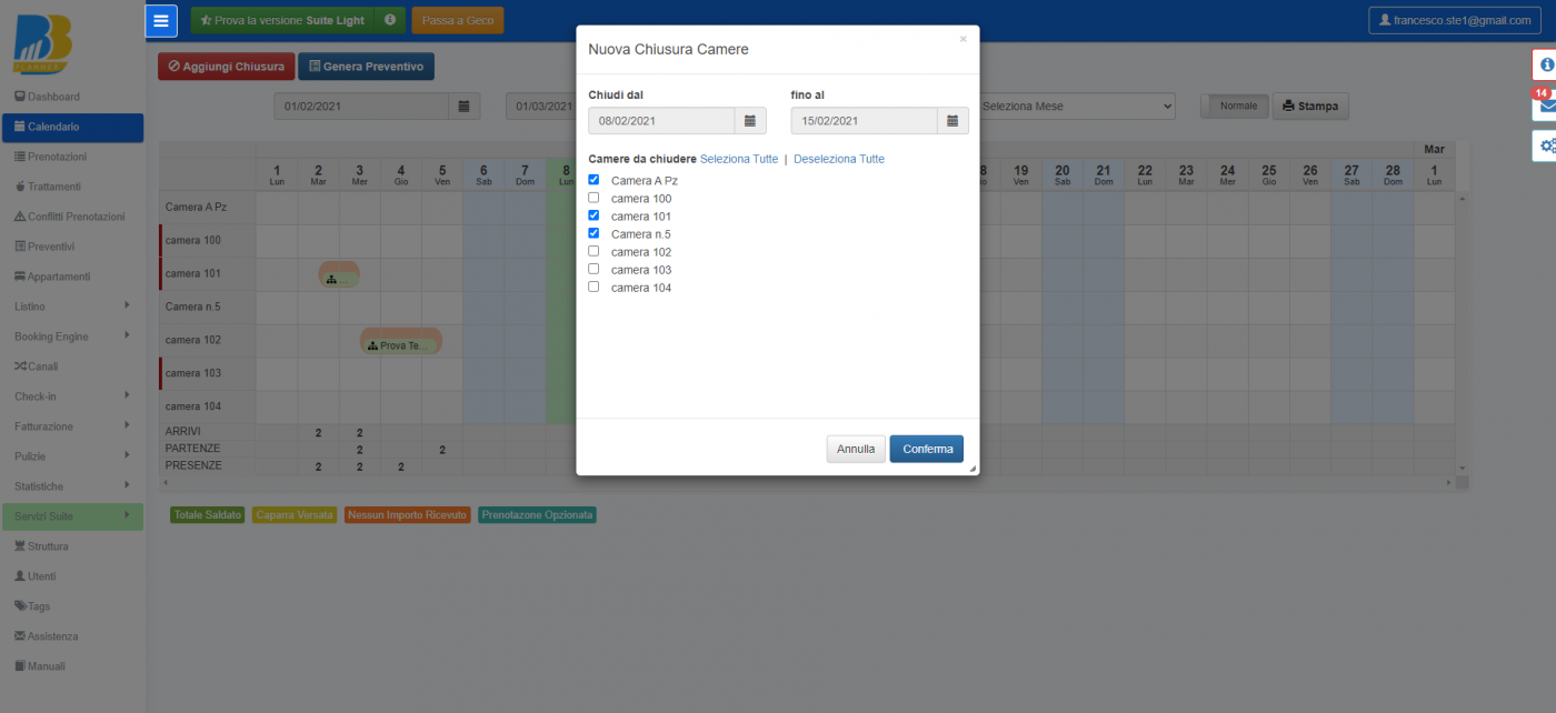 BBPlanner – Gestionale Web B&B Calendario