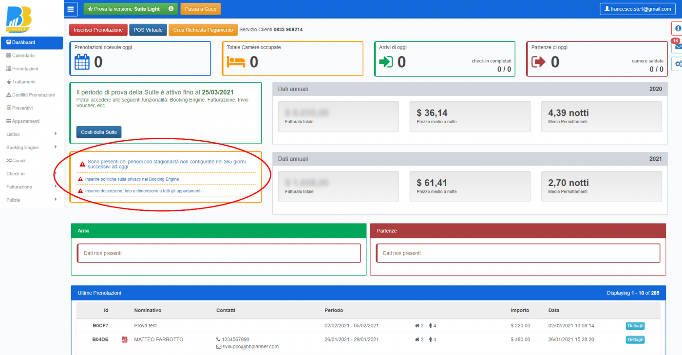 BBPlanner – Gestionale Web B&B Calendario
