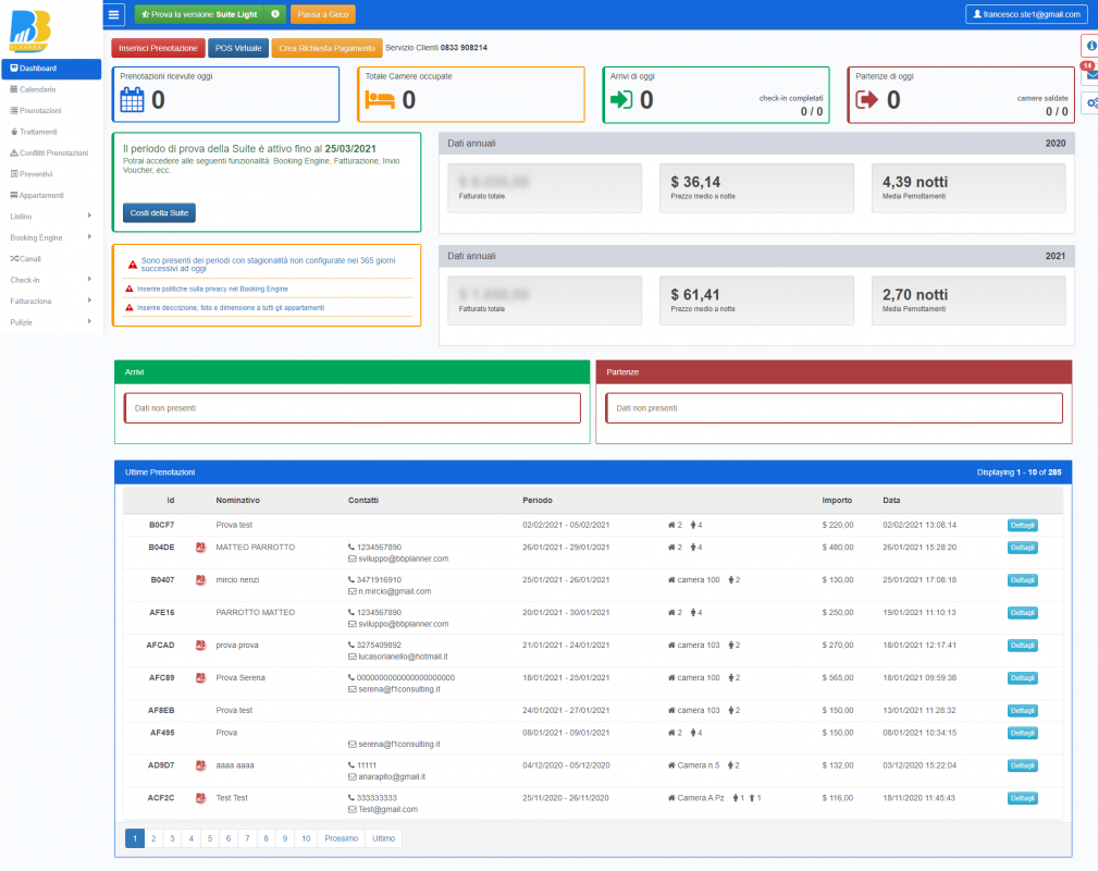BBPlanner – Gestionale Web B&B Calendario