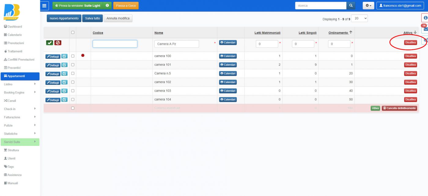 BBPlanner – Gestionale Web B&B Calendario