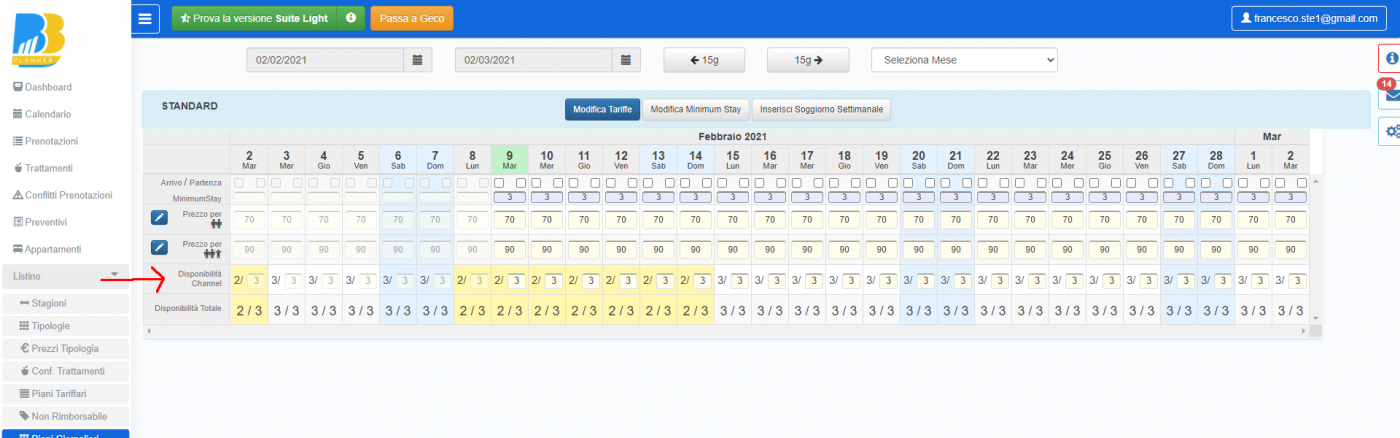 BBPlanner – Gestionale Web B&B Calendario