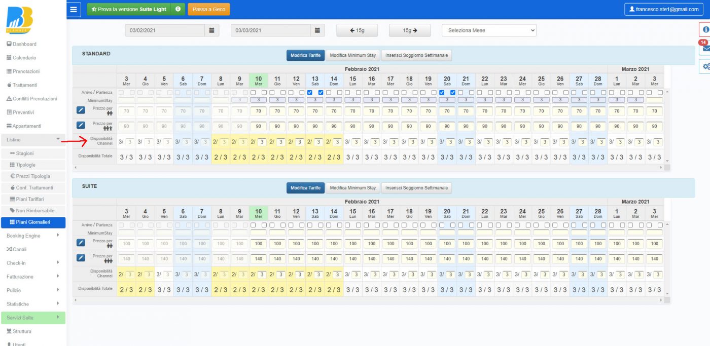 BBPlanner – Gestionale Web B&B Calendario