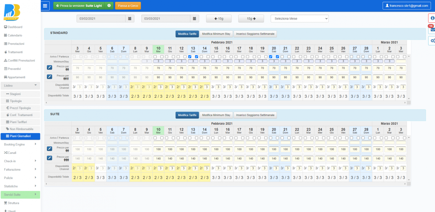 BBPlanner – Gestionale Web B&B Calendario