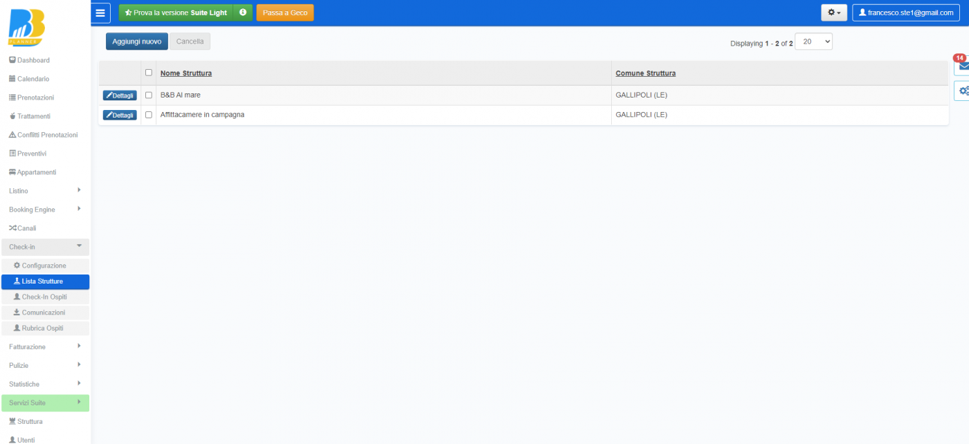 BBPlanner – Gestionale Web B&B Calendario