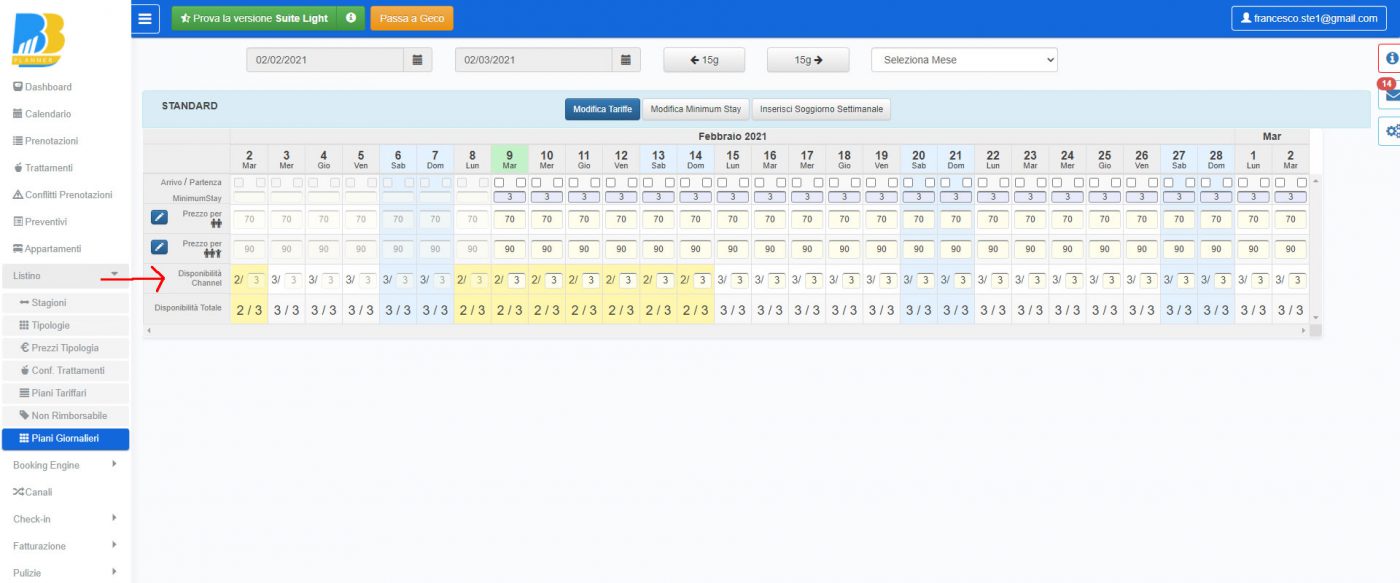 BBPlanner – Gestionale Web B&B Calendario